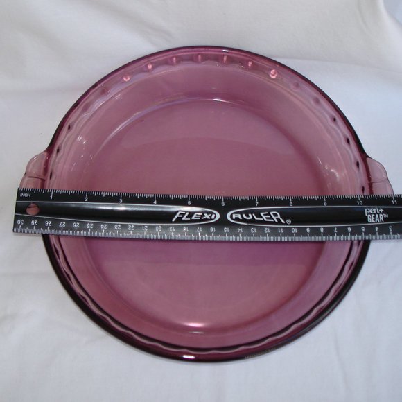 PYREX # 229 Glass Pie Dish 9.5" Cranberry Color Plate Bowl Serving Table Baking - Picture 2 of 10